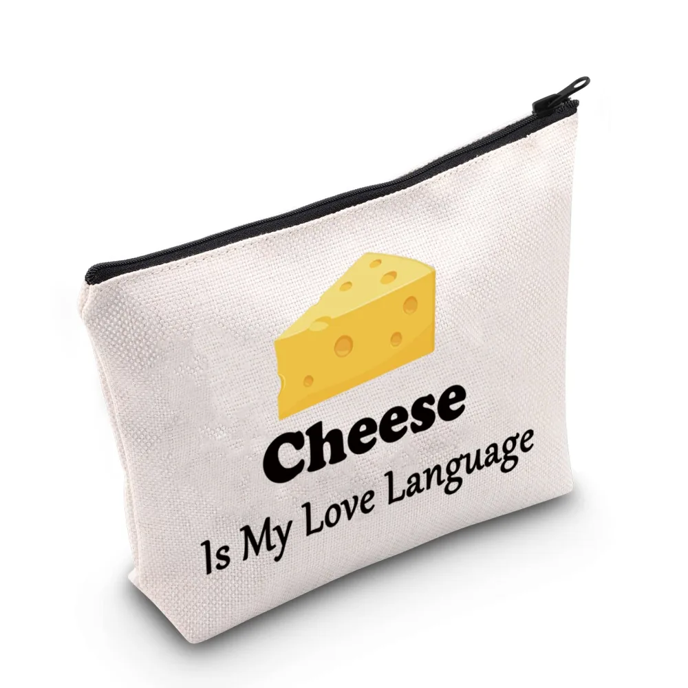 MNIGIU Cheese Lover Gift Cheesy Gift Cheese Is My Love Language Cosmetic Bag Sweet Food Fan Gifts