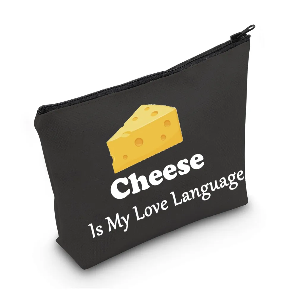 MNIGIU Cheese Lover Gift Cheesy Gift Cheese Is My Love Language Cosmetic Bag Sweet Food Fan Gifts (Cheese Black)