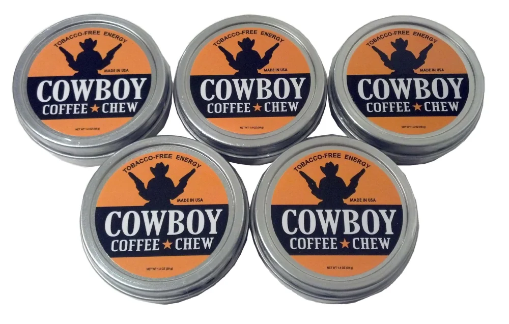 Cowboy Coffee Chew (Pack of 5) Quit Chewing Tin Can Non Tobacco Nicotine Free Smokeless Alternative to Dip Snuff Snus Leaf