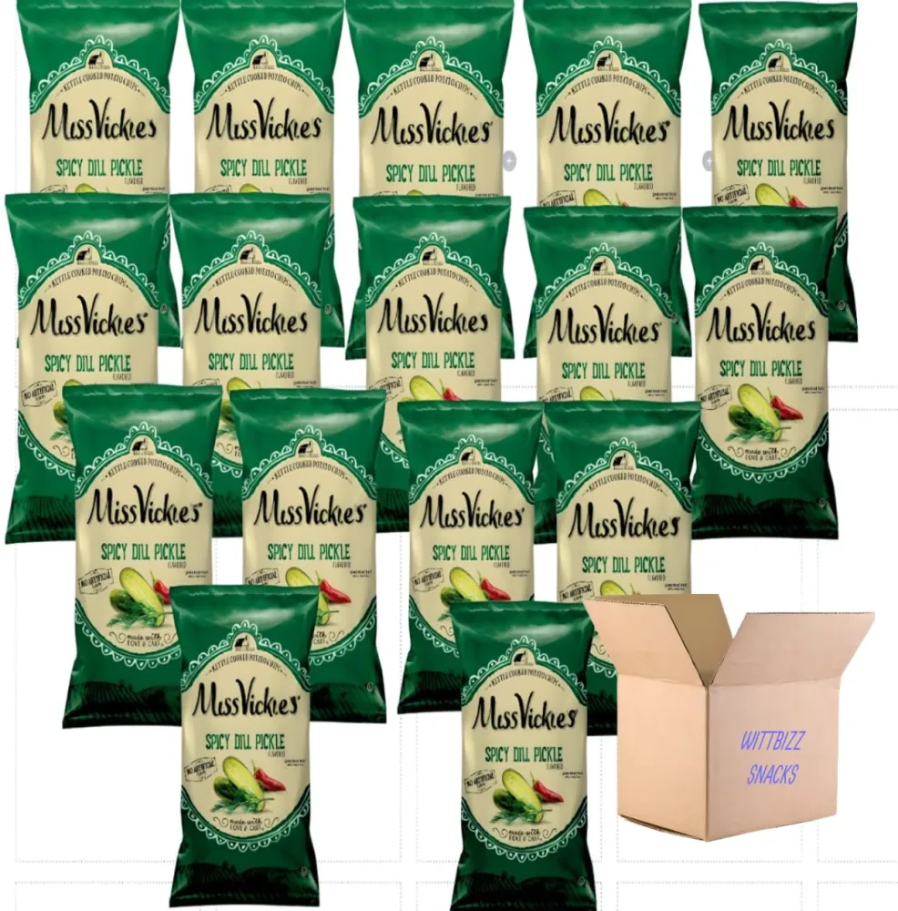 Wittbizz Snacks Bunldes Ms Vickies Spicy Dill Pickle Kettle Cooked 1.37oz (16 Pack)