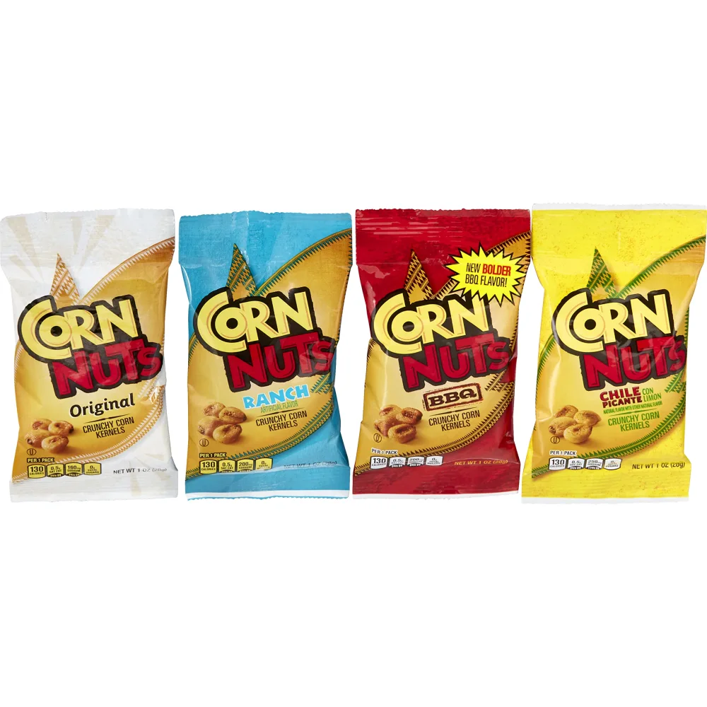 CORN NUTS Variety Pack, Crunchy Corn Kernels, Snack Box, Individual Packs, Snacks For Adults, Original, Ranch, BBQ, Chile Picante con Limon, 1oz. (Pack of 12)