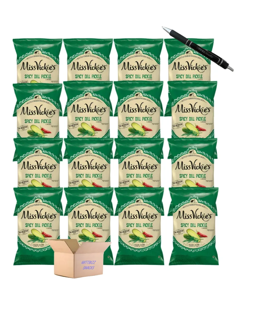 Ms Vickes Spicy Dill Pickle Kettle Cooked Chip 1.375oz (16 Pack) Bundled By Wittbizz Snacks