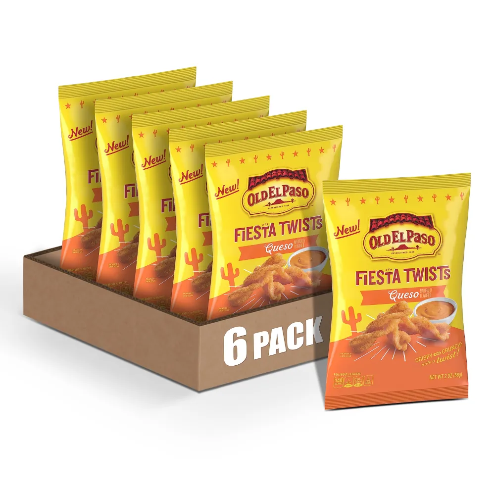 Old El Paso Fiesta Twists, Queso Cheese, Crispy Corn Snacks, 2 oz (Pack of 6)