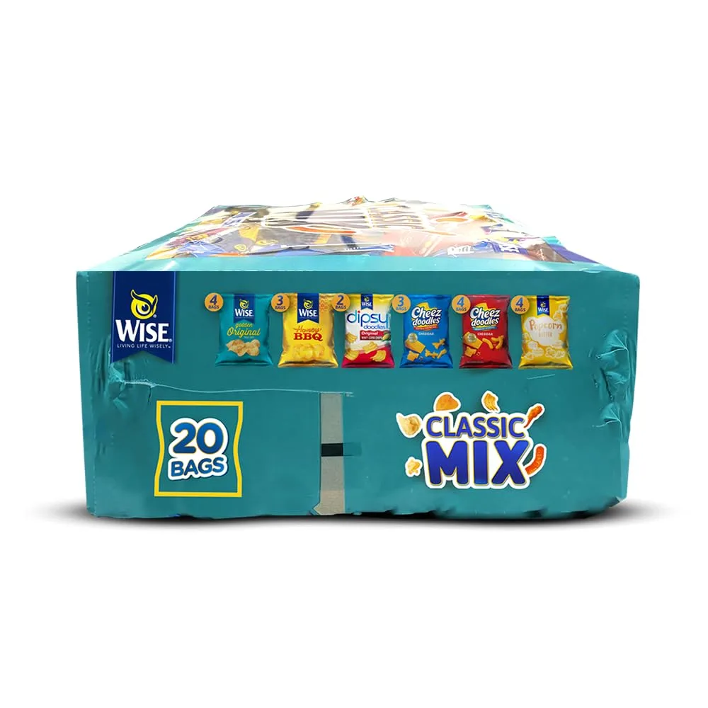 Wise Snacks Clasic Mix Variety Pack (20 Count), Gluten Free, Snack Size Chips Bulk Box, Perfect for Lunches and Snacks Single Serve Packs