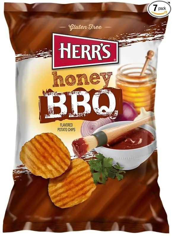 Herr's Honey BBQ Potato Chips 1 Oz. Pack of 7