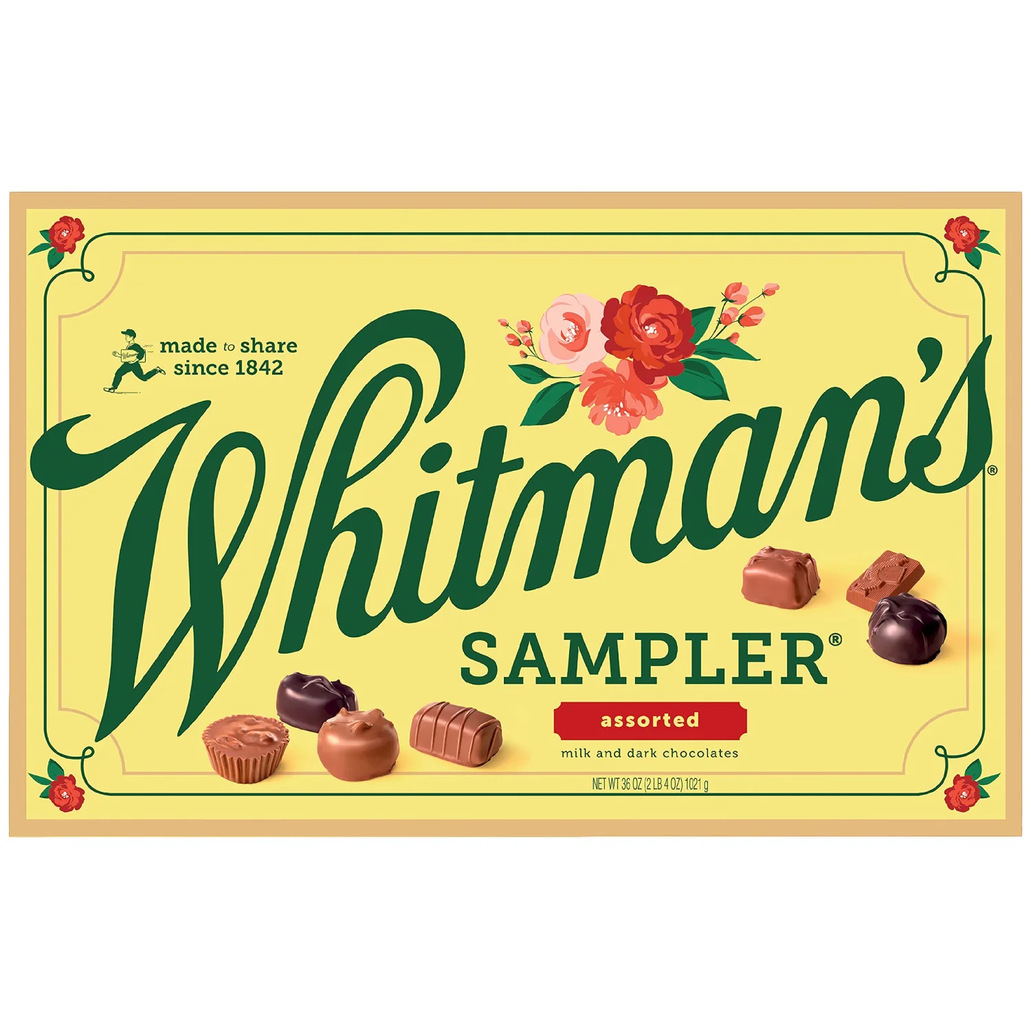 Whitman's Sampler Chocolate Gift Box of Assorted Chocolates, 36 Ounce (72 Pieces)