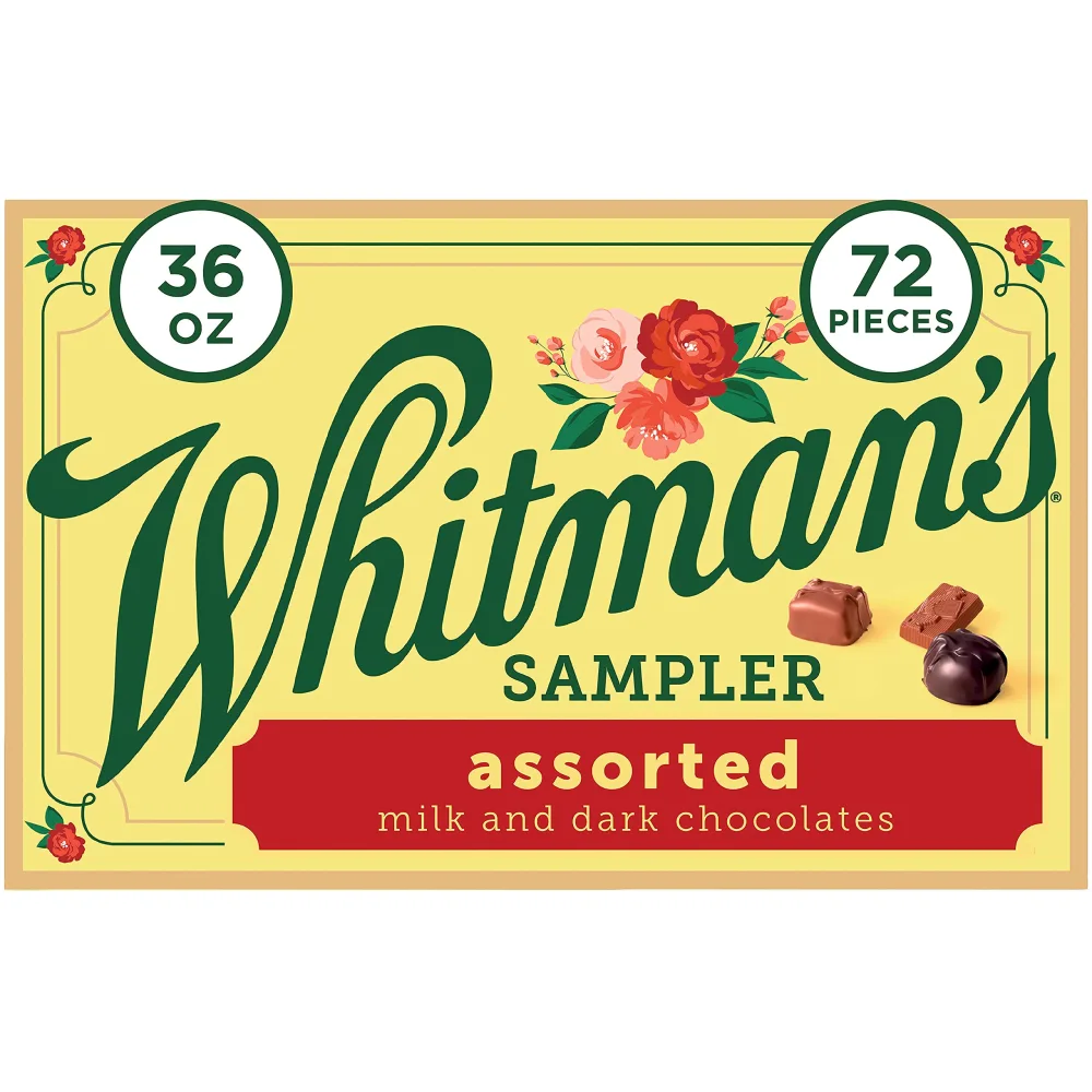 Whitman's Sampler Chocolate Gift Box of Assorted Chocolates, 36 Ounce (72 Pieces)