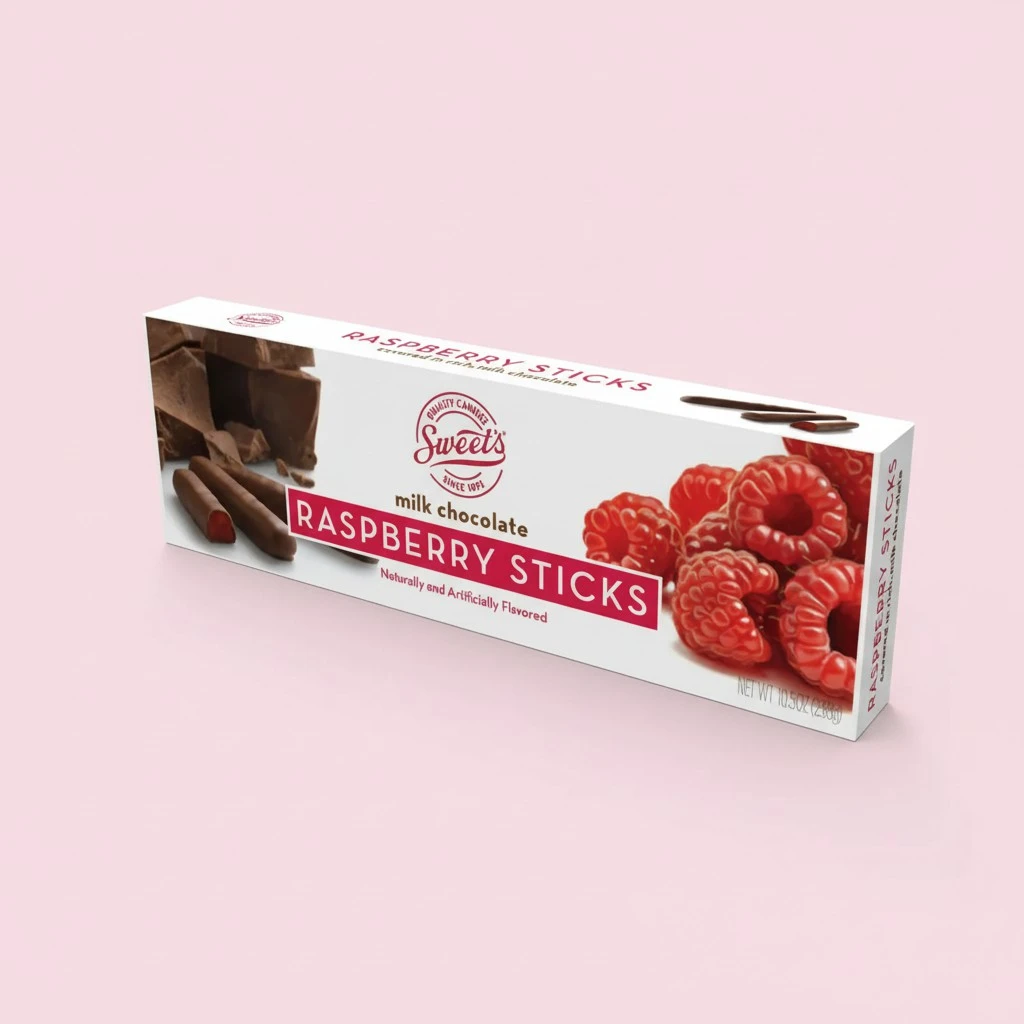 Sweet Candy Company Milk Chocolate Raspberry Sticks - Gourmet Chocolate Covered Sticks, Chocolate Fruit Flavored Sticks, Gift Idea for Holidays, Gluten Free, Kosher - 10.5 oz Box