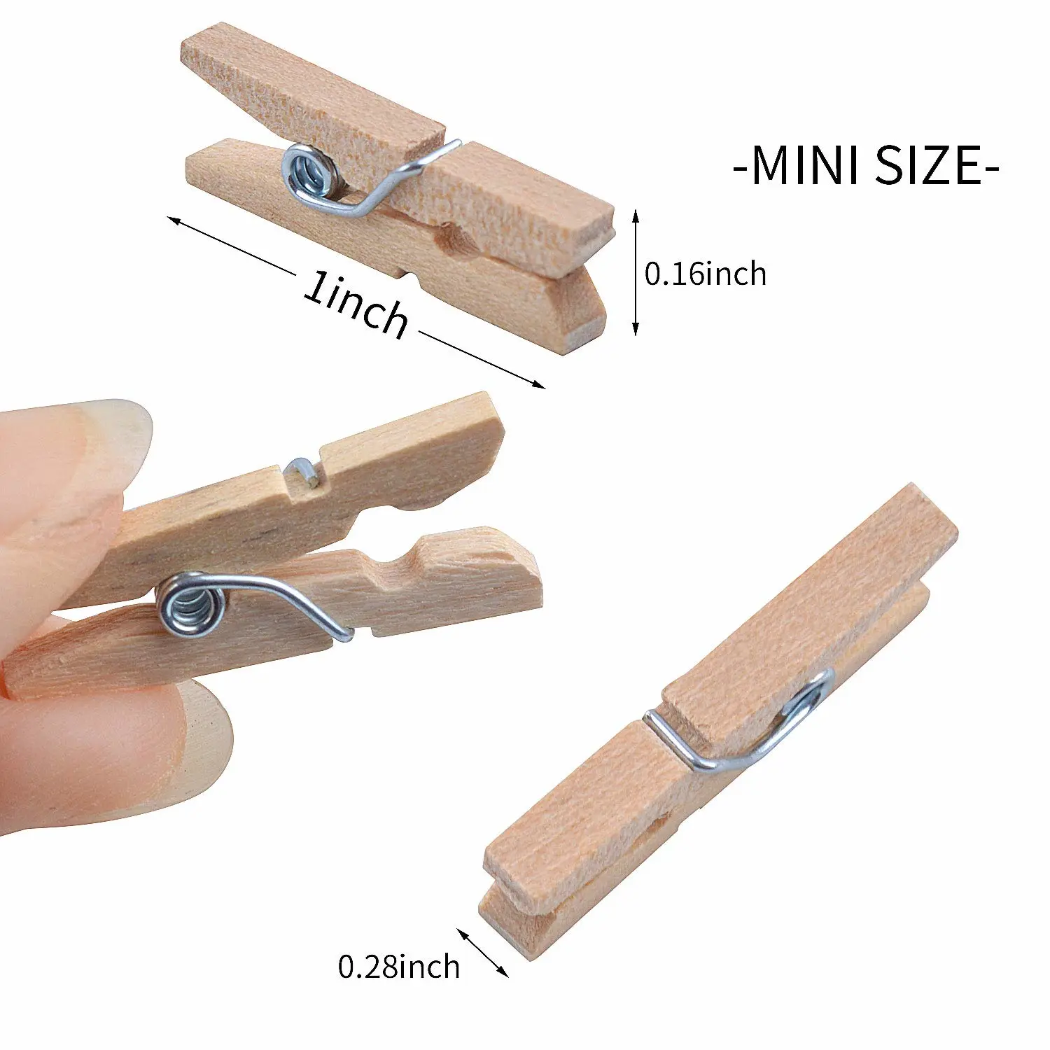 Aylifu Mini Wooden Pegs, 200 Pieces Mini Natural Wooden Clothespins Photo Paper Peg Pin Craft Clips for Home School Arts Crafts Decor - Mini Size 1.0 inch / 2.5cm