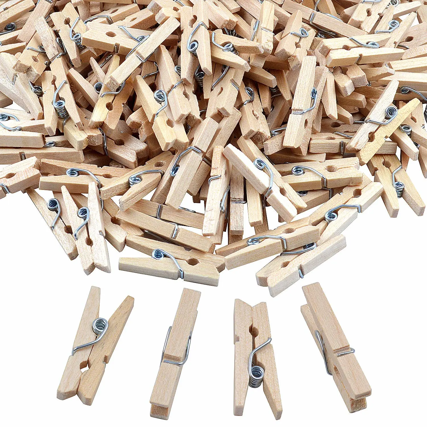 Aylifu Mini Wooden Pegs, 200 Pieces Mini Natural Wooden Clothespins Photo Paper Peg Pin Craft Clips for Home School Arts Crafts Decor - Mini Size 1.0 inch / 2.5cm