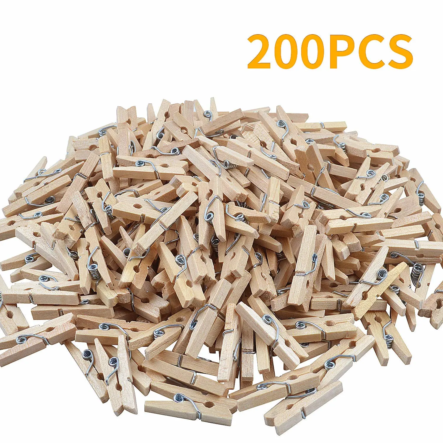 Aylifu Mini Wooden Pegs, 200 Pieces Mini Natural Wooden Clothespins Photo Paper Peg Pin Craft Clips for Home School Arts Crafts Decor - Mini Size 1.0 inch / 2.5cm