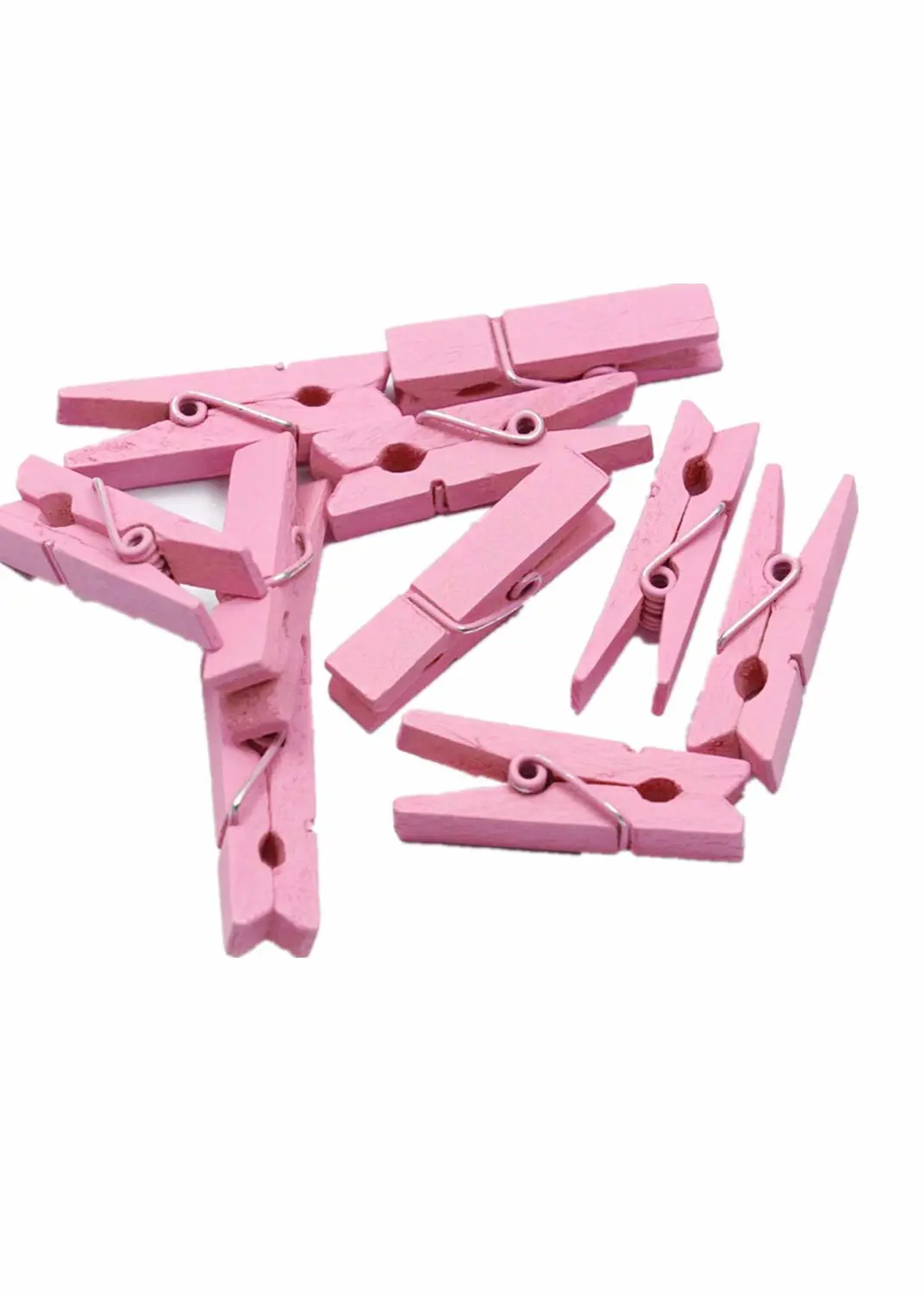 Topxome 100pcs/Set Mini Colored Wooden Clips for Photo Clips Clothespin Paper Peg Pin Craft Decoration Clips Pegs Wedding Decoration (Pink)