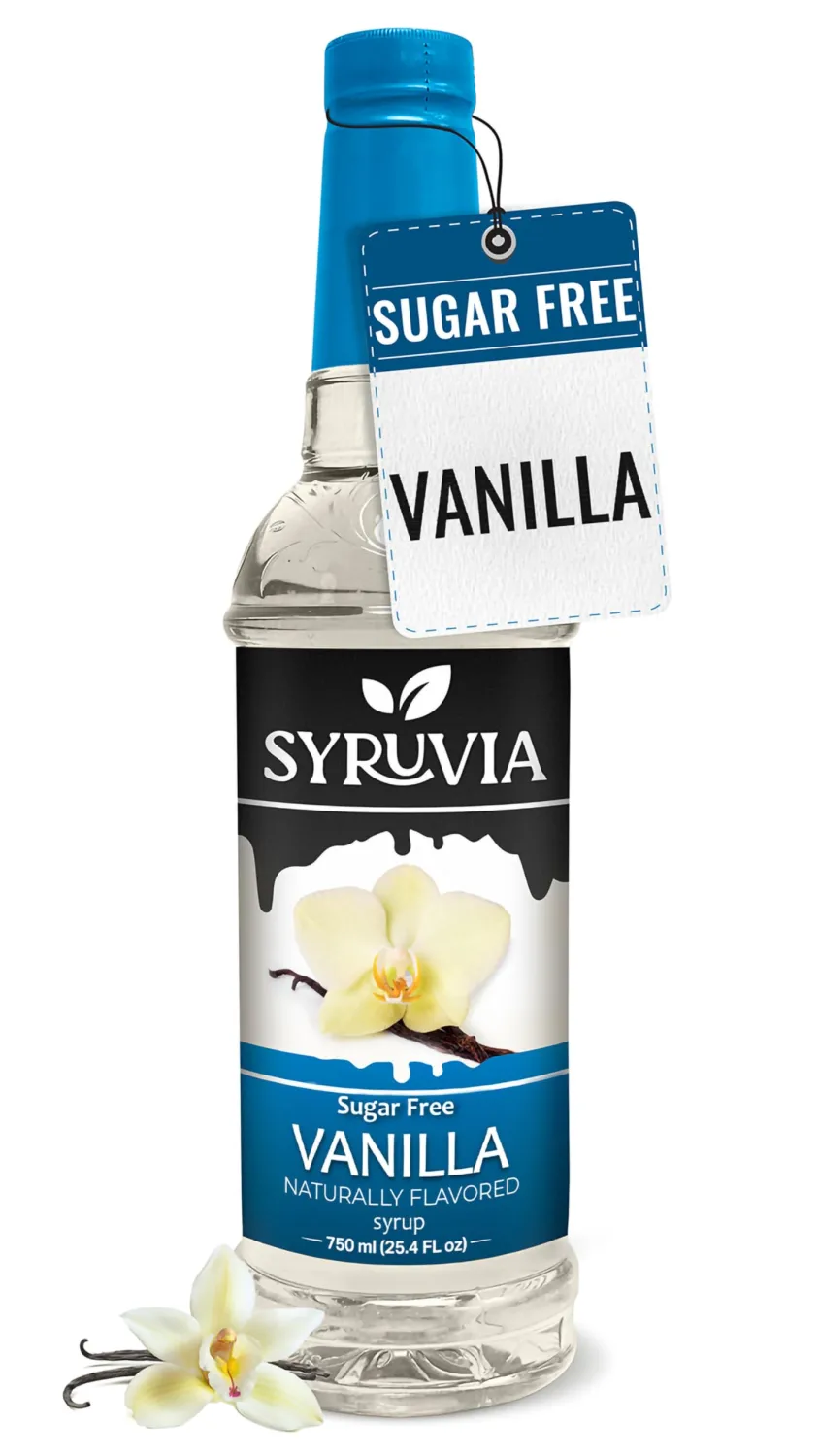 Syruvia Sugar Free Coffee Syrup, Vanilla Flavored Syrup for Drinks, Lattes, and Desserts – 25.4 fl oz
