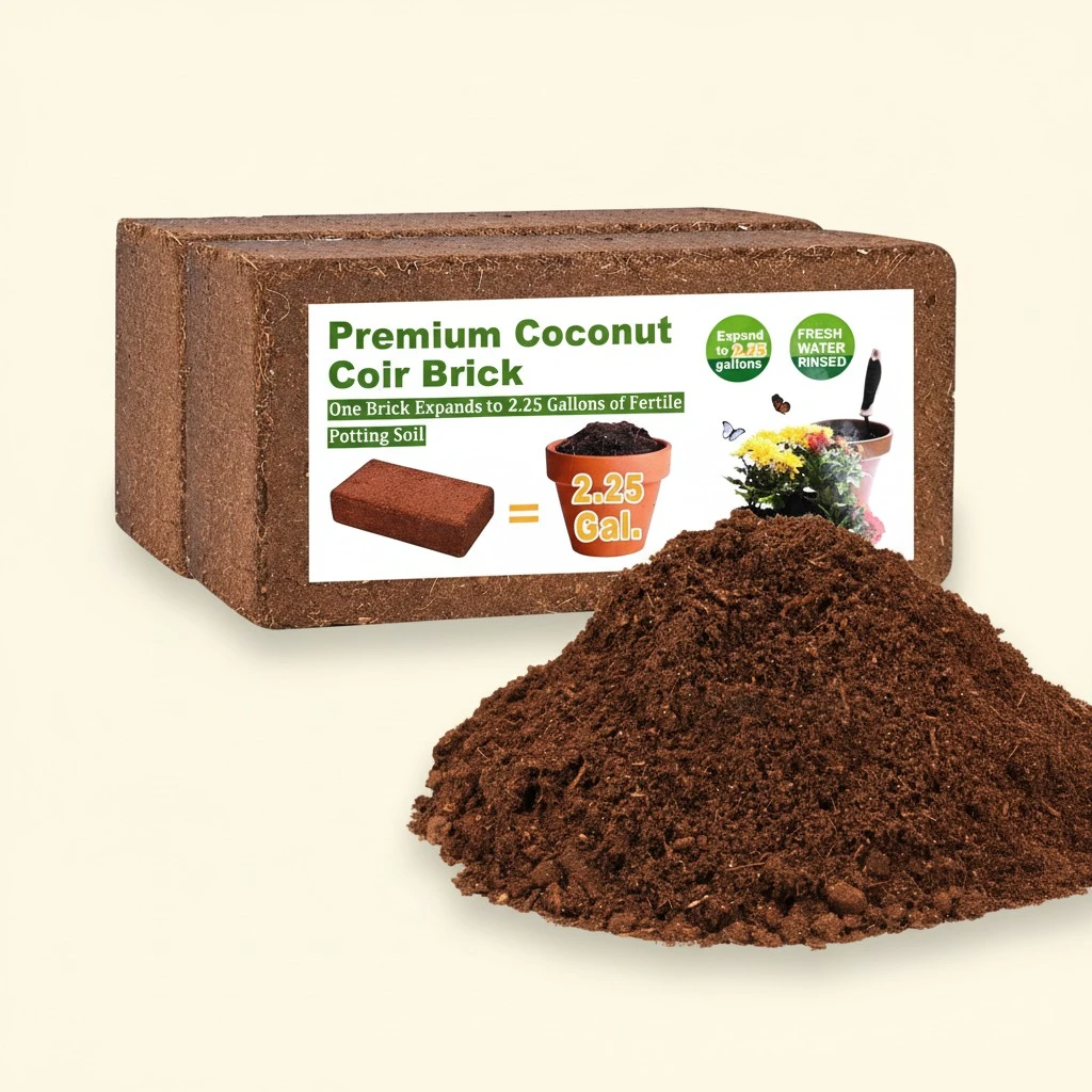 Organic Coco Coir 2 Pcs Compressed Coconut Coir Bricks Coconut Fiber Husk Substrate Mulch Coconut Bark Core Growing Medium Peat Moss Soil High Nutrition for Plants Gardening Seed Starting Soil Mix