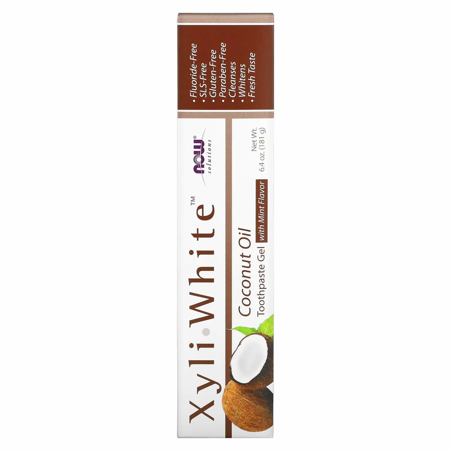 NOW Solutions, Xyliwhite™ Toothpaste Gel, Coconut Oil, Cleanses and Whitens, Cool Coconut-Mint Taste, 6.4-Ounce