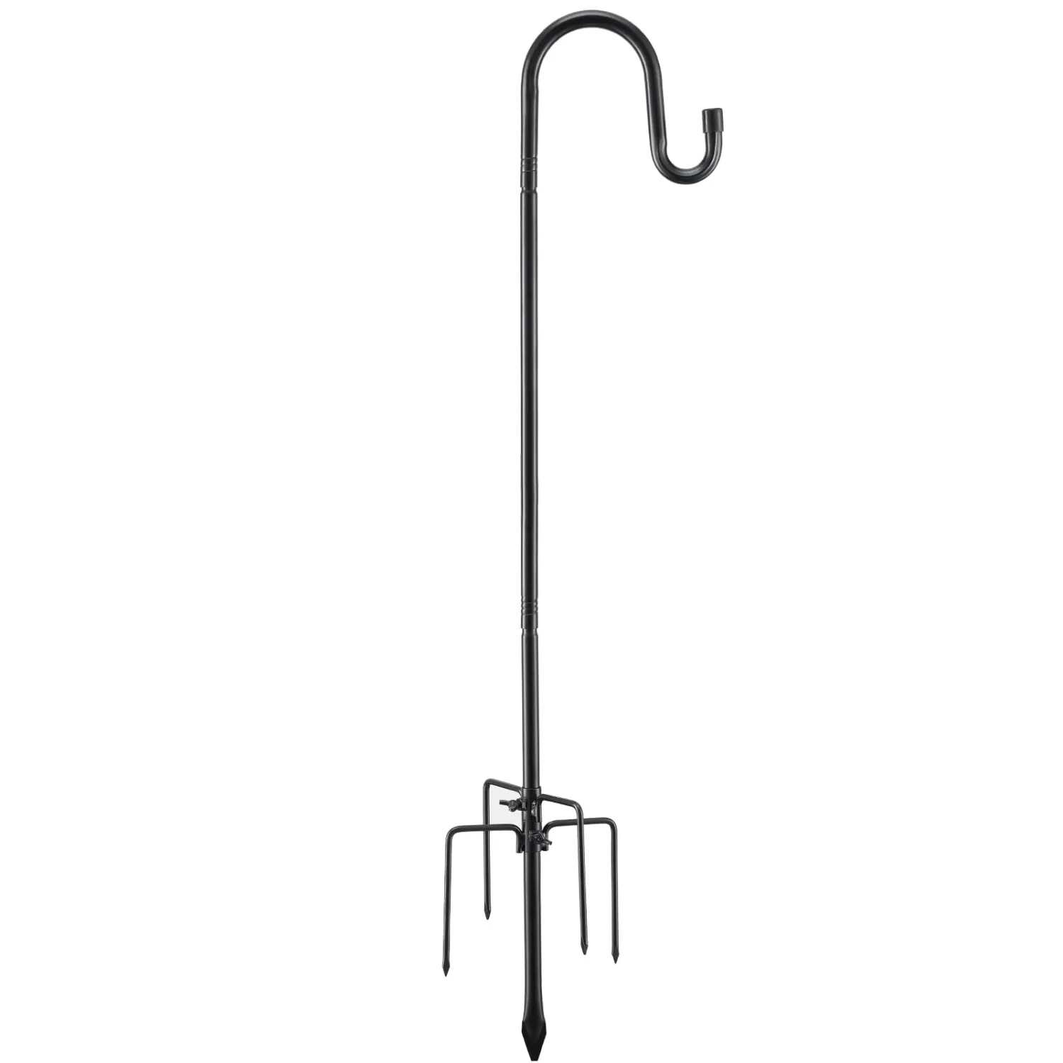 COCONUT 48 Inch Shepherds Hook for Outdoor, 5/8 inch Diameter Shepherds Hook with 5 Prongs Base Garden Hanging Holder for Planter Lanterns Weddings Decor, Black