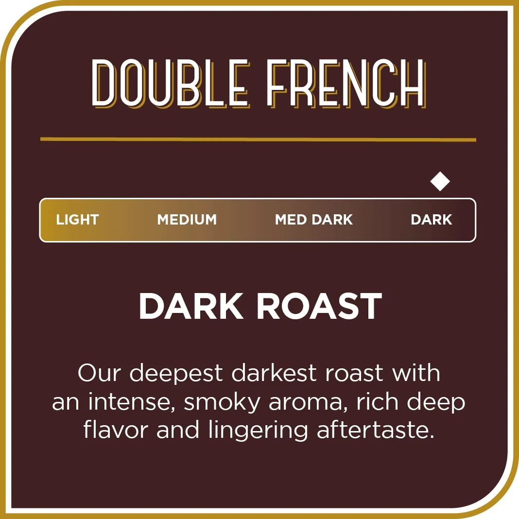 Don Francisco's Premium Double French Dark Roast Ground Coffee: 100% Arabica Beans, Bold & Smoky 18 oz Bag - Intense Flavor - Family Crafted Since 1870