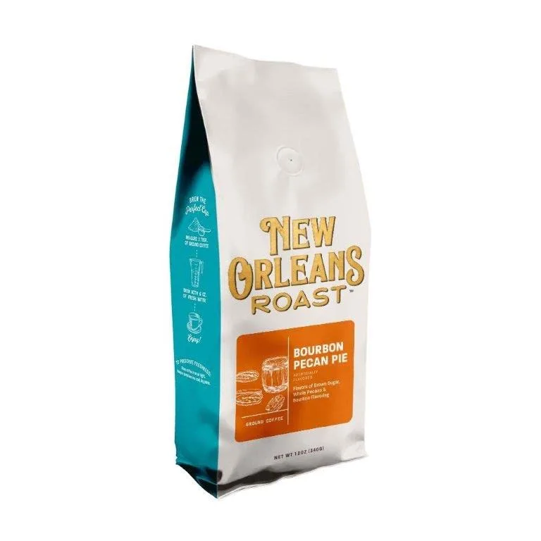 New Orleans Roast - Bourbon Pecan Pie Ground Coffee 12oz (Pack of 1) - Indulge in the Flavors of New Orleans