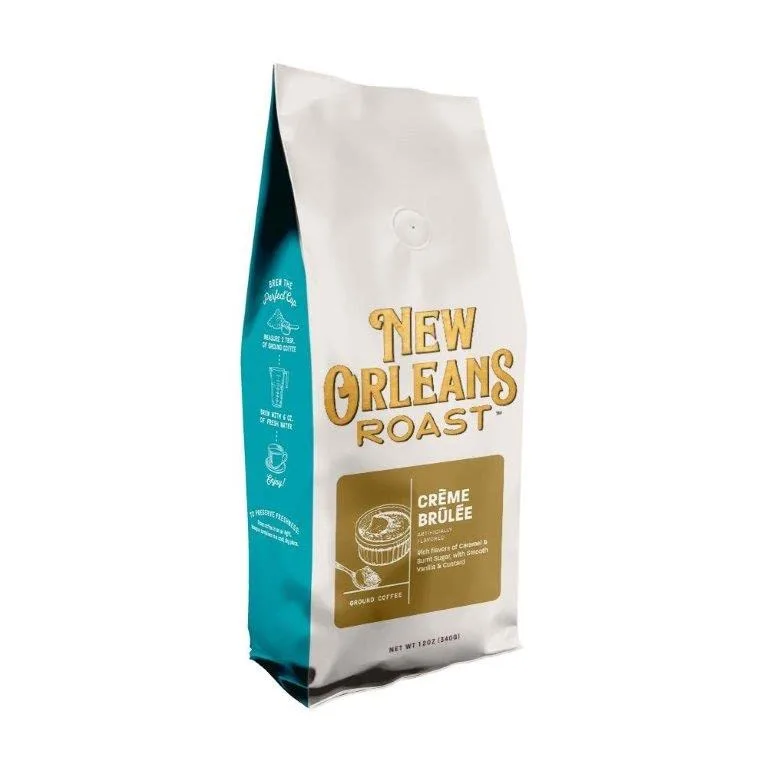 New Orleans Roast Crème Brulee Ground Coffee 12oz (Pack of 1) - Indulge in the Rich Flavors of Caramel, Vanilla, and Custard