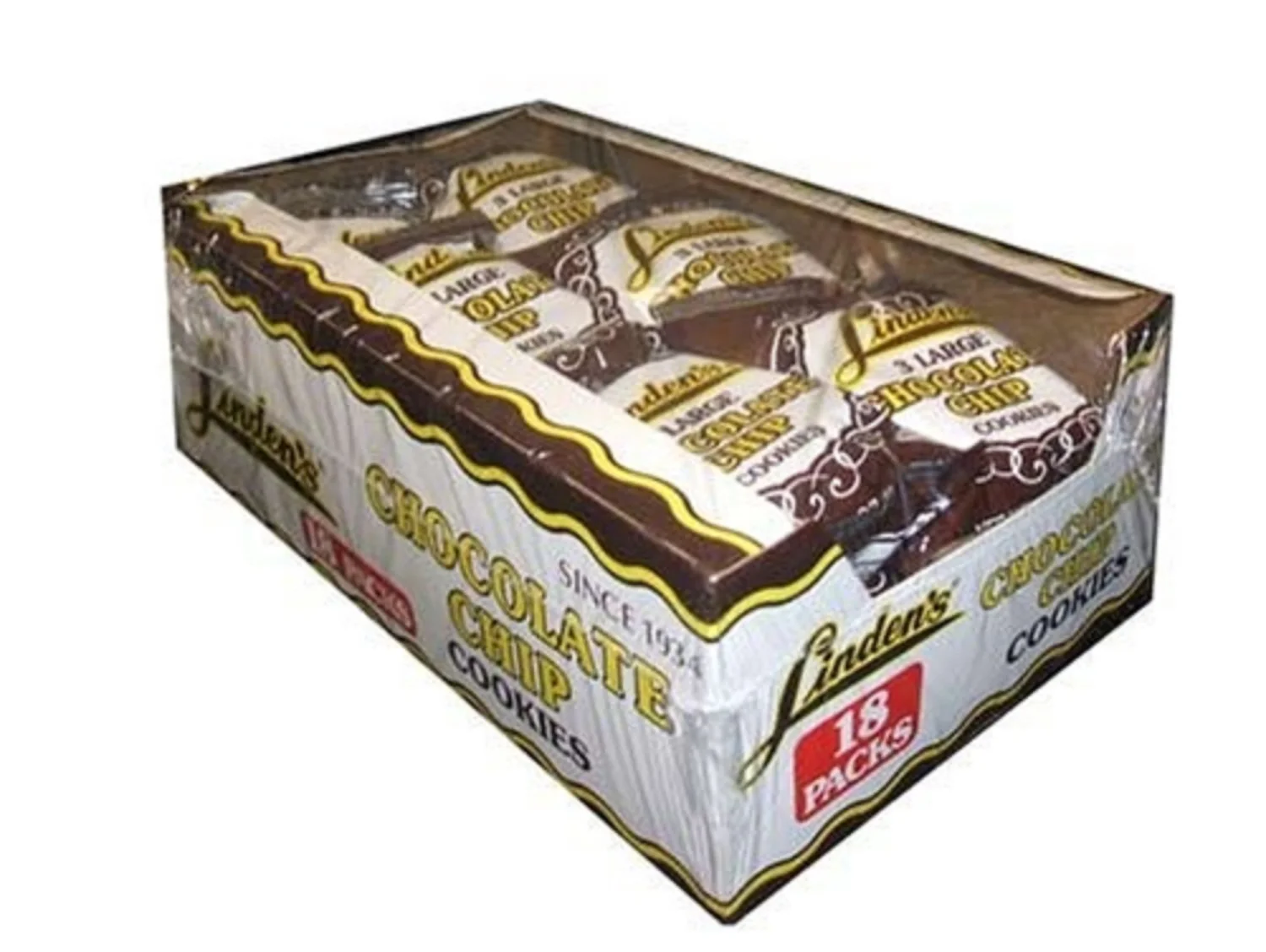 Linden's Chocolate Chip Cookies, 3 Cookies Per Pack 18-1.75 oz. Packs Per Box