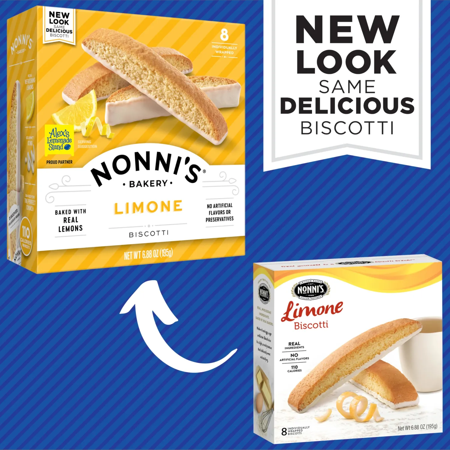 Nonni's Limone Biscotti Italian Cookies - 2 Boxes Lemon Cookies - Biscotti Individually Wrapped Cookies - Lemon Italian Biscotti Cookies w/White Icing - All Natural Ingredients - Kosher - 6.88 oz