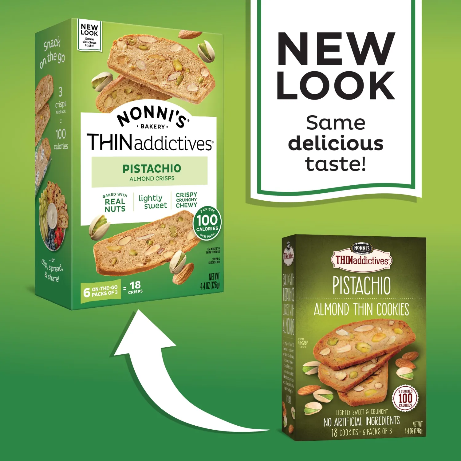 Nonni's THINaddictives Almond Thin Cookies - Pistachio Almond Cookie Thin - Sweet Crunchy & Chewy Almond Cookie - Perfect w/Coffee - Biscotti Individually Wrapped Cookie - Kosher Coffee Cookie 4.4 oz