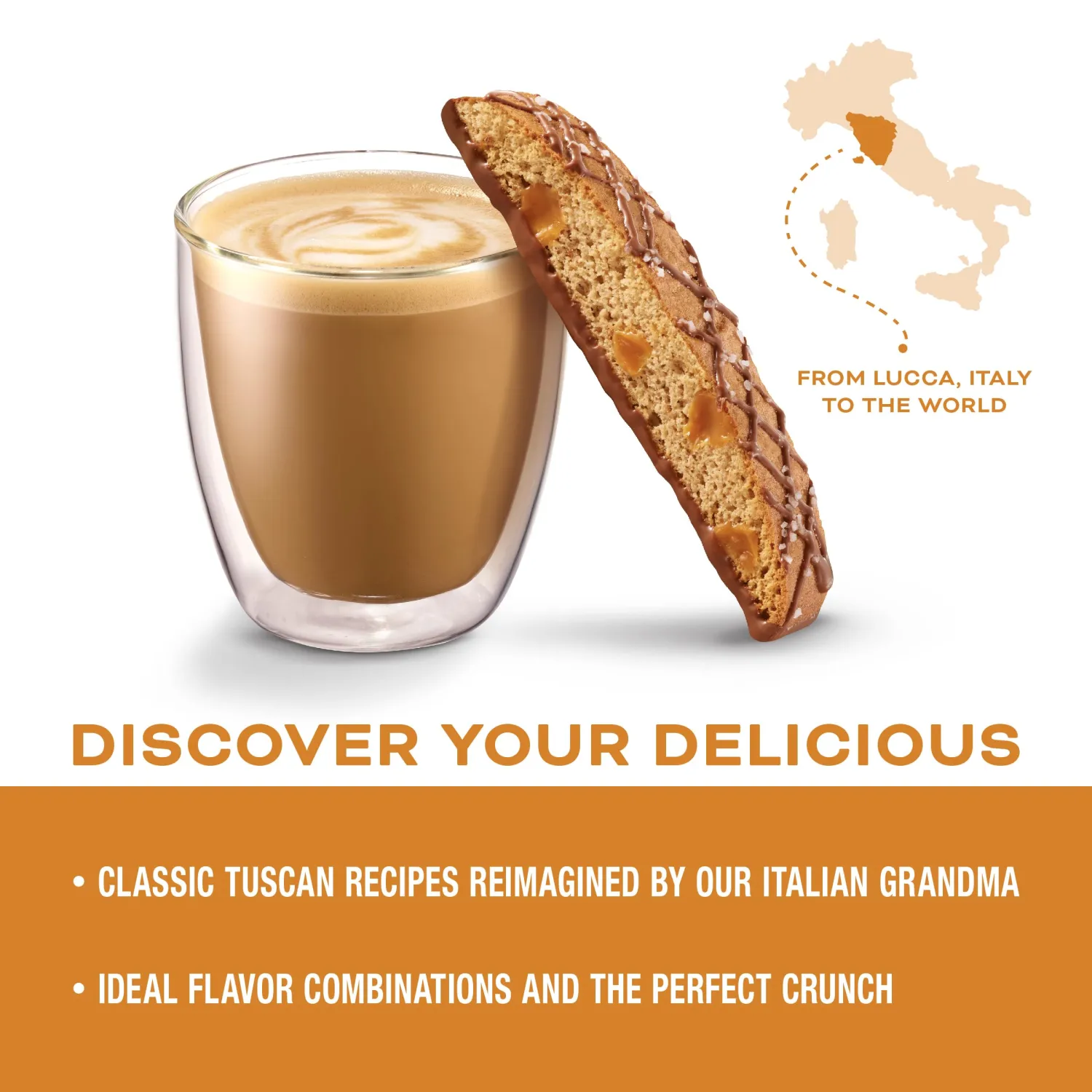 Nonni's Salted Caramel Biscotti Italian Cookies - 2 Tubs Biscotti Individually Wrapped Cookies w/Rich Milk Chocolate & Sea Salt - Salted Caramel Coffee Cookies - Italian Biscotti Cookies - 21 oz