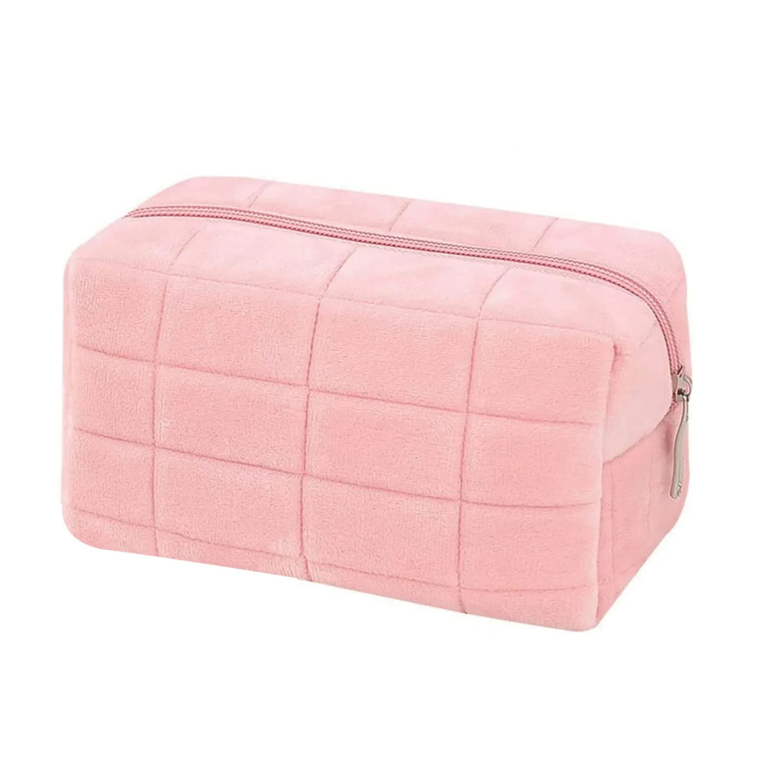 Makeup Bag Small Cosmetic Pouch for Purse Women Ladies Zipper Y2k Checkered Make Up Bags Pink