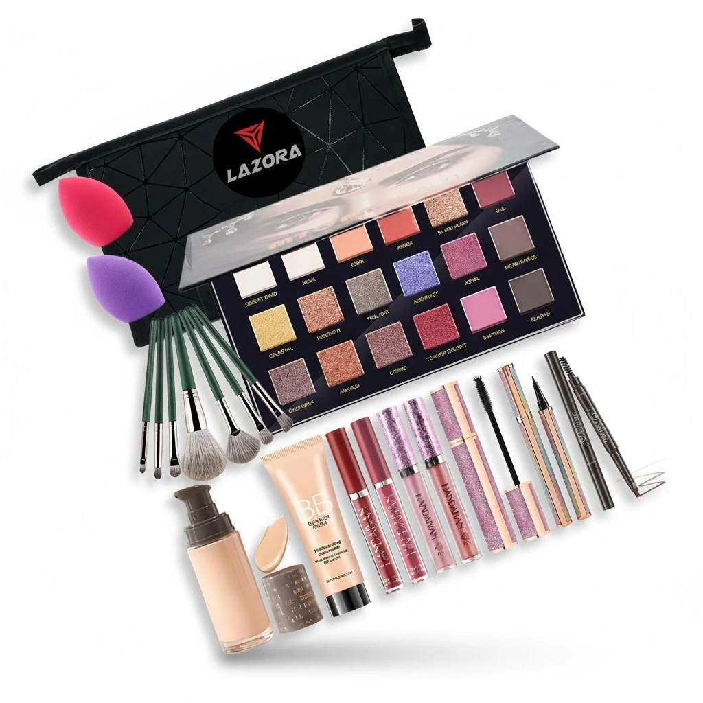 All in One Makeup Kit for Women Full Kit(Eyeshadow Palette,Lip Gloss,Foundation,BBCream,Mascara,Eyebrow Pencil,Eyeliner,Powder Puff,Makeup Brushes,Cosmetic Bag) Teens for Girls Makeup Set