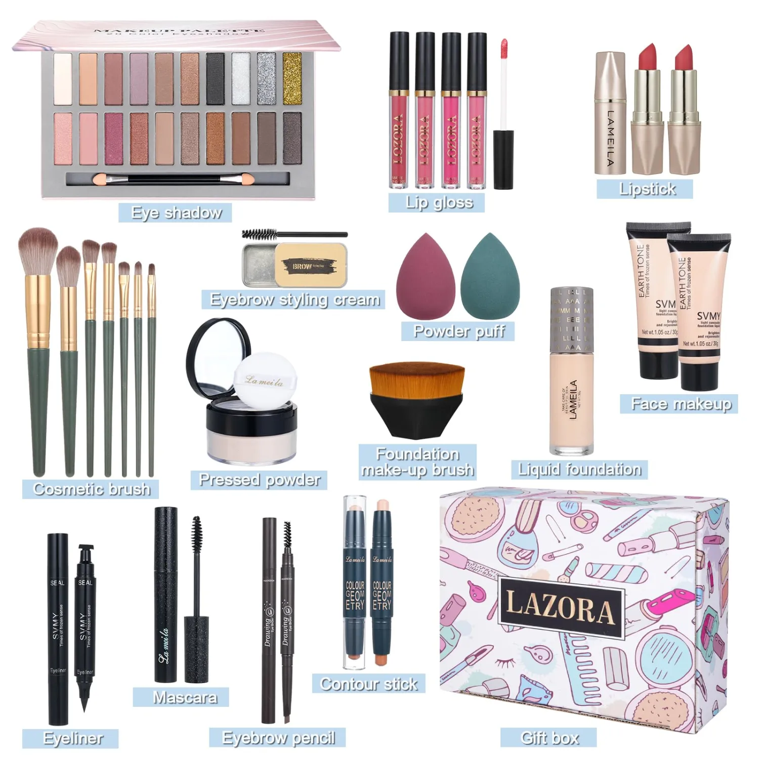 Makeup Kit for Women All in One Makeup Sets Makeup Kit for Women Full Kit Teens Makeup Essential Bundle Include 20 Color Eyeshadow Palette Set