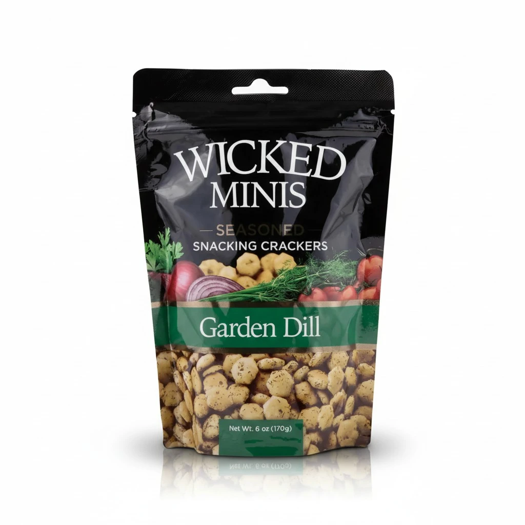 Wicked Minis Soup & Oyster Crackers - Saltine Crackers Salted Flavored Mini Puffed Soup Crackers, Savory Snacking Mix, Seasoned Croutons Salad Toppers, Crackers for Chili 6oz (Garden Dill)