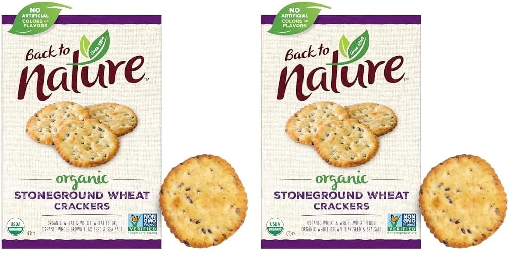 Back to Nature Crackers, Organic, Stoneground Wheat, 6 Oz (Pack of 2)