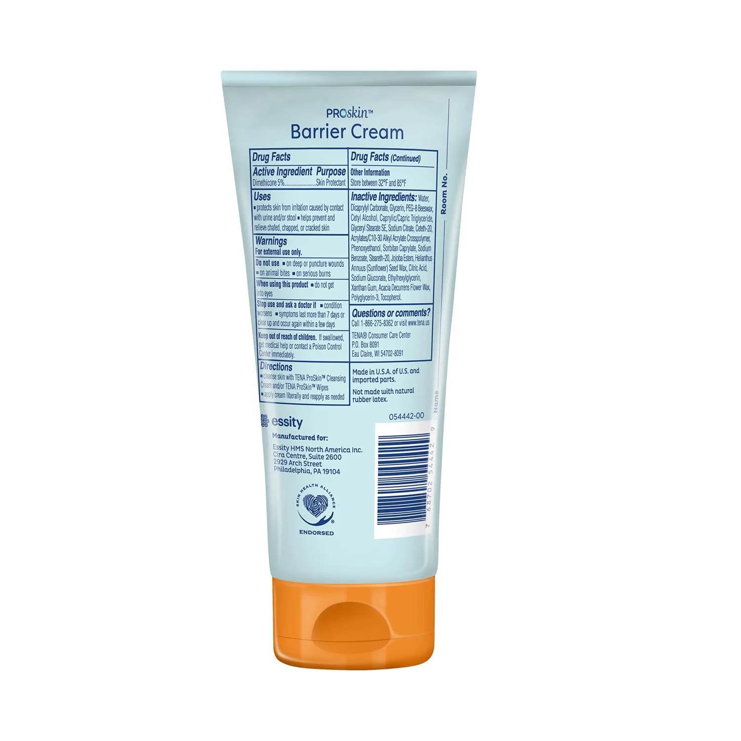 TENA Barrier Cream for Sensitive Skin, Fragrance Free, ProSkin, 3.4 Fl. Oz, Pack of 1