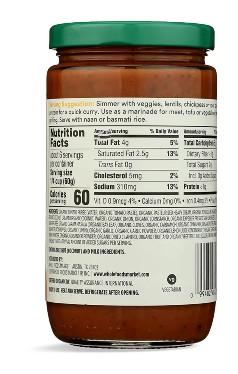 365 by Whole Foods Market, Organic Tikka Masala Sauce, 12 Ounce