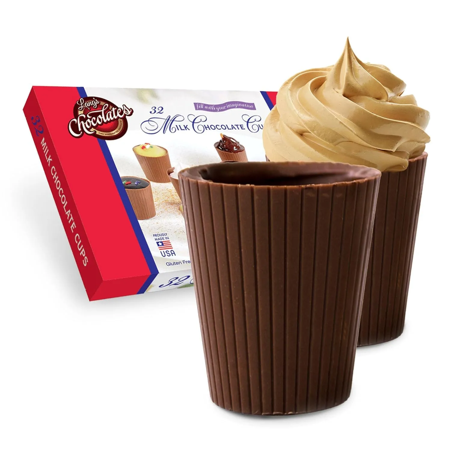 Lang’s Chocolates – Milk Chocolate Cups – Gluten-Free, Kosher Certified – Add Mousse, Dessert, or Liqueur – Perfect for Entertaining – 64 Count