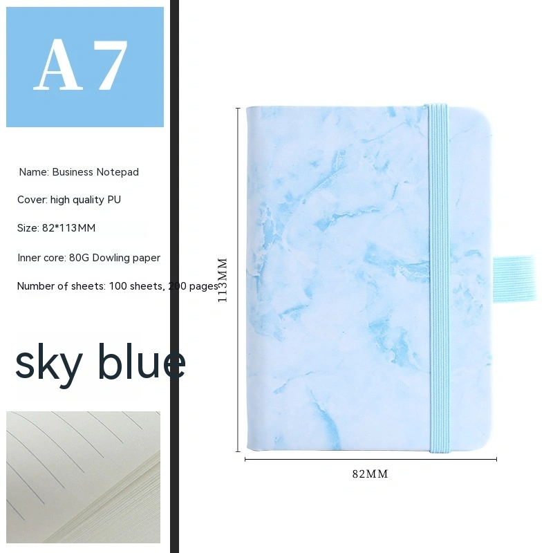 Marble Pattern Student Minimalist Elastic Band Notebook