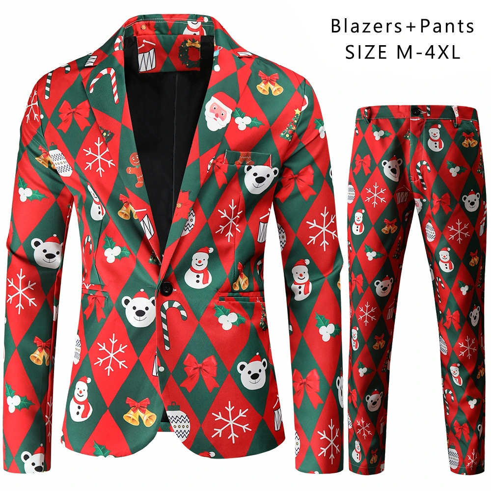 Men's Leisure Suit 3D Santa Claus Printing