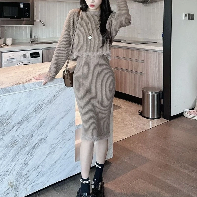 Gentle Knitwear Soft Glutinous Loose-fitting Long Sleeve Sweater Bottoming Skirt