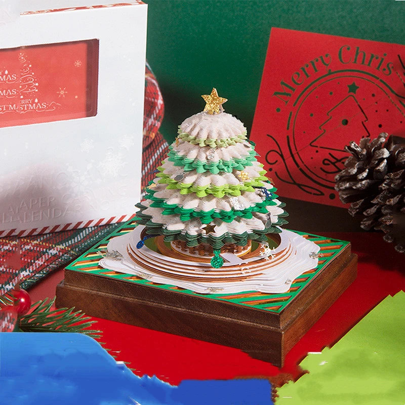 Paper Carving Christmas Tree Panoramic Three-dimensional Note Calendar Note Decoration