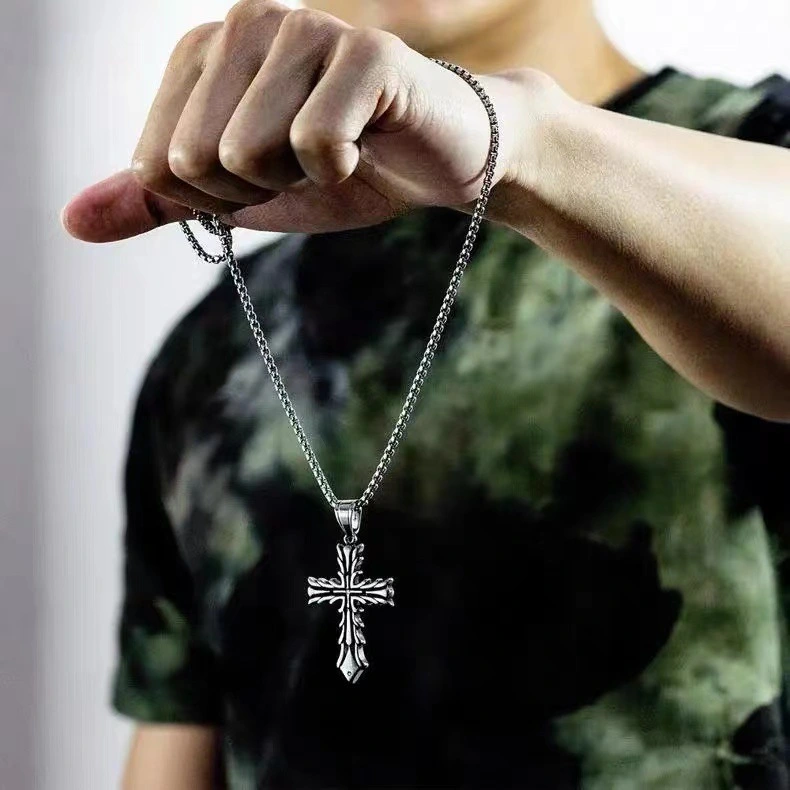 Personalized Retro High Street Hip Hop Cross Pendant Niche High Sense Men's And Women's Sweaters Accessories Necklace