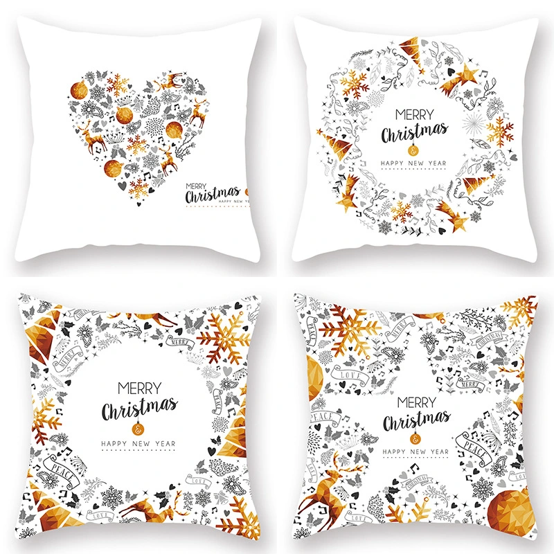 Home Golden Christmas Pillow Cover