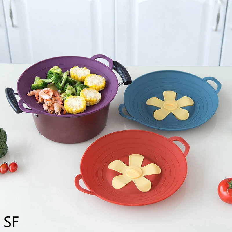 Kitchen Silicone Stockpot Soup Anti-overflow Pot Cover Home