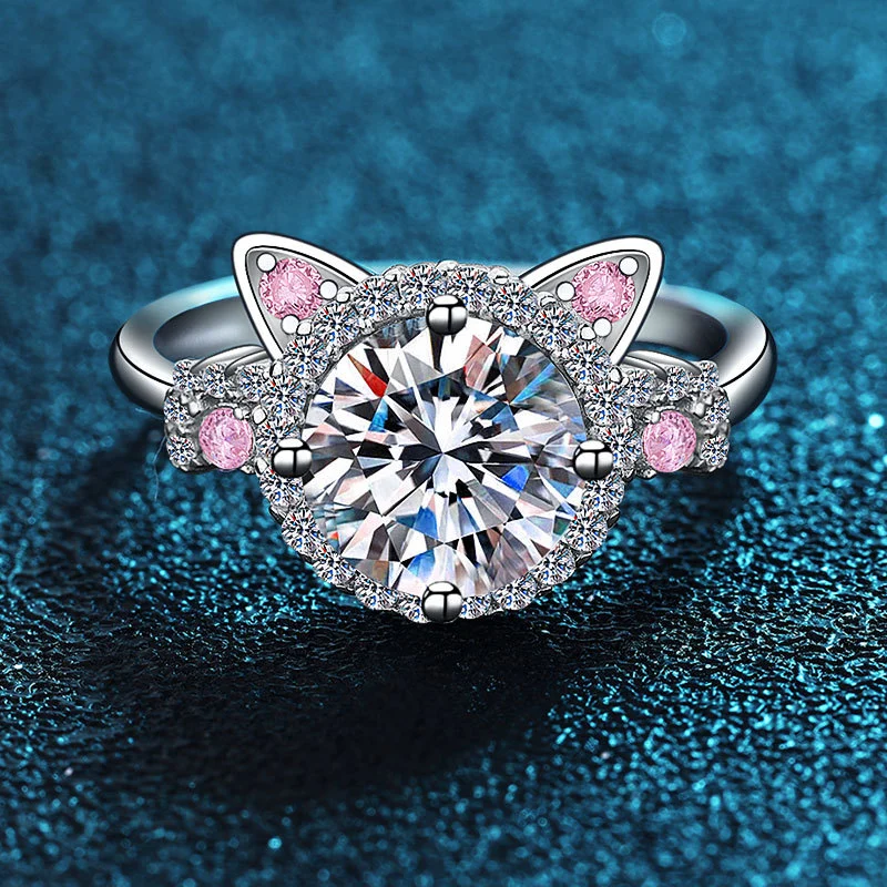 Women's Cute Kitten Open Ring