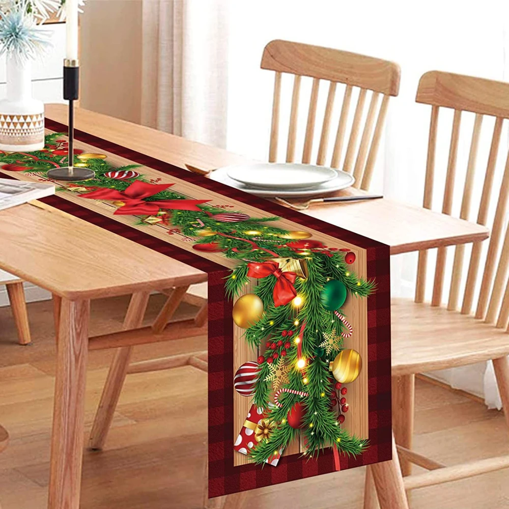 Linen Table Runner Christmas Home Dining Roomliving Room Holiday Decoration Tablecloth