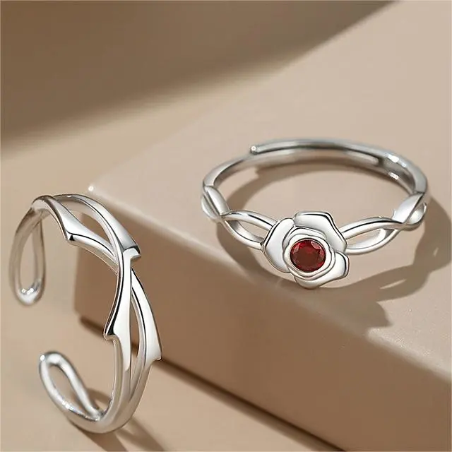 S925 Silver Couple Couple Rings Simple And Light Luxury Special-interest Design Men And Women