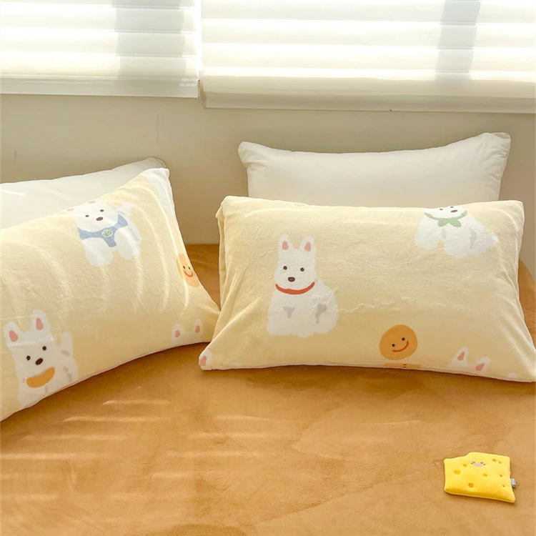 Dog Cream Velvet Pillowcase Plush Pillowcase Single Winter Cartoon Cute Animal