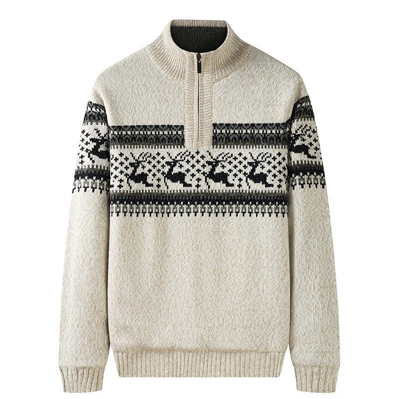 Thickening Fleece-lined Half-high Collar Knitted Sweater