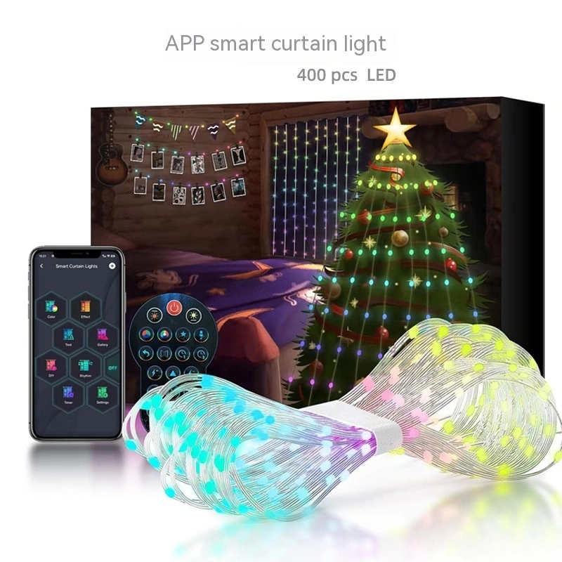 APP Smart Curtain Light Bluetooth Magic Color Point Control Rubber-covered Wire Lighting Chain Indoor And Outdoor Festival DIY Decorative String Lights