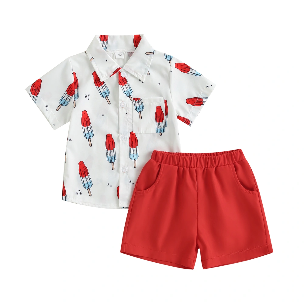 Short Sleeve Button Down Tops + Elastic Shorts Independence Day Outfits