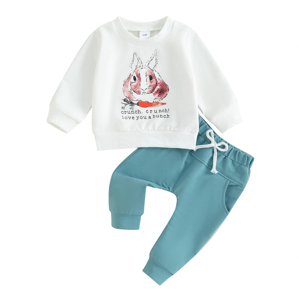 Baby Boy Easter Outfits Bunny Print Long Sleeve Sweatshirt and Pants 